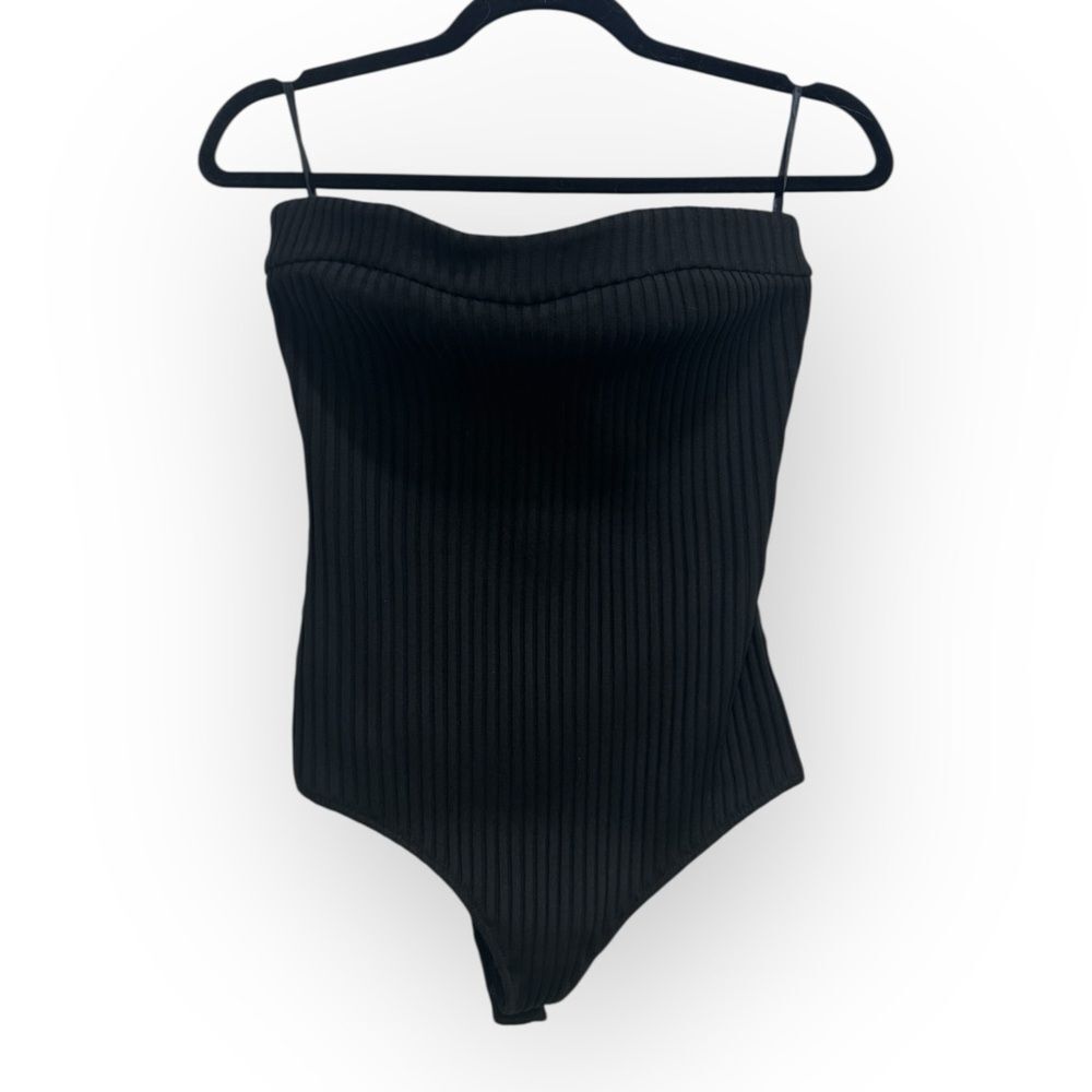 NBD Zhora Black Ribbed Strapless Bodysuit – Size Small